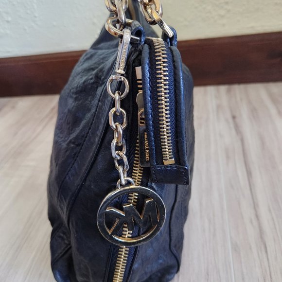 Rare Michael Kors Distressed Leather Shoulder Bag Hobo - Picture 5 of 12